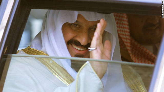 This November 10, 1999 file photo shows Saudi Arabian Crown Prince Sultan bin Abdul Aziz leaving the Elysee Palace in Paris, France.