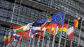 The flags of the countries which make up the European Union, outside the European Parliament in Strasbourg, France.