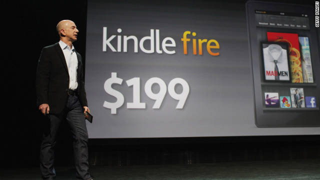 Amazon CEO Jeff Bezos surprises the crowd at the Kindle Fire announcement in September with a low $  199 price tag.