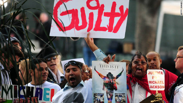 Michael Jackson fans react outside the courthouse where Conrad Murray was found guilty in the singer's death.