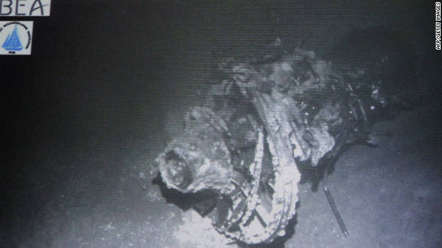 An undersea image of the crashed engine of the Airbus A330 that crashed in the Atlantic en route from Brazil to France.