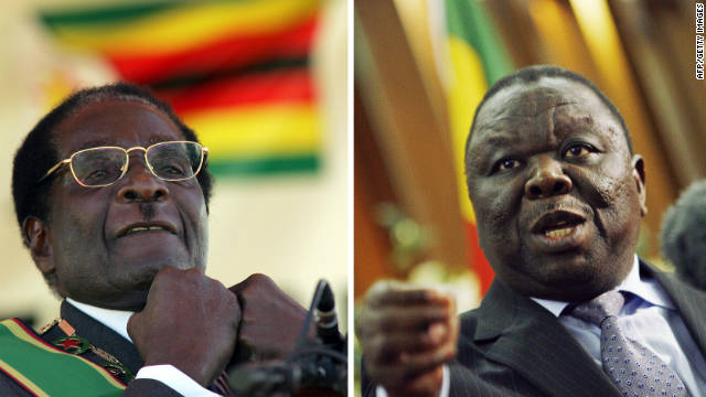 File photos showing Zimbabwean President Robert Mugabe (L) and Prime Minister Morgan Tsvangirai (R) in 2008. 