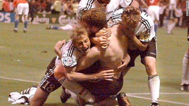 Germany had only conceded two goals in five games en route to the Euro 1996 final against the Czech Republic, but the Czechs looked on course to repeat their final victory over Germany from 20 years earlier when Patrik Berger scored from the penalty spot. However, Oliver Bierhoff equalized with 15 minutes left and the same player then scored the winner early in extra time, the first time a major tournament had been decided by a golden goal.