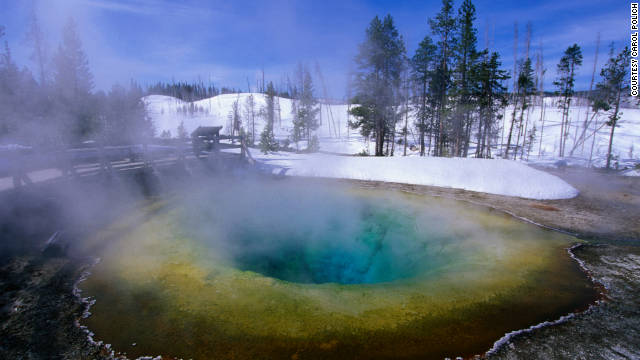 Yellowstone National Park is particularly enchanting during the winter.