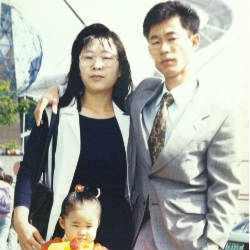 Freedom University student Keish and her parents in South Korea.