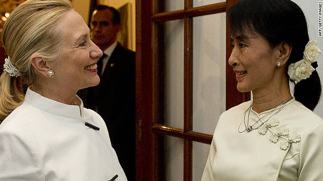 Secretary of State Hillary Clinton meeting Aung San Suu Kyi