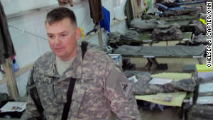 Nathan prepares to pack up and leave Camp Virginia after his last tour in Iraq in November.