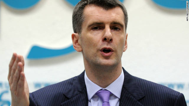 Russian metals tycoon and US basketball team owner Mikhail Prokhorov speaking in Moscow on Monday.