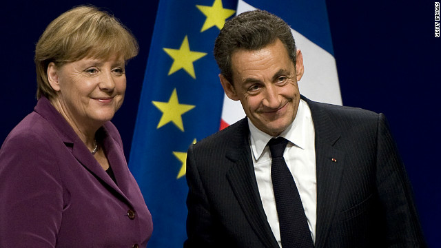 Hedge funds are betting that financial troubles aren't over for German Chancellor Angela Merkel, left, and French President Nicolas Sarkozy.