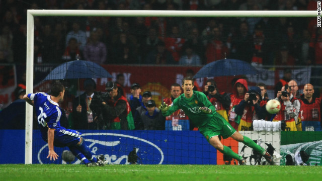 Chelsea faced Manchester United in the 2008 European Champions League final in Moscow. In the penalty shootout, Terry had the chance to give Chelsea the trophy for the first time but his spot-kick hit the post and United claimed glory.