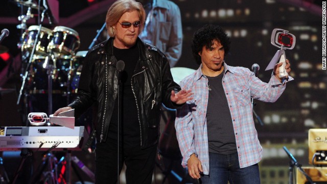 Daryl Hall, left, and John Oates started as a soul-and-rock duo in the mid-1970s with hits such as "Sara Smile" and "She's Gone." (Incidentally, Hall thought Oates' initial drafts of "She's Gone"<a href='http://www.cnn.com/2009/SHOWBIZ/Music/10/12/hall.oates/'> "reminded me of a Cat Stevens song."</a>) Hall &amp; Oates became one of the biggest acts of the 1980s with songs such as "Kiss on My List," "I Can't Go for That (No Can Do)" and "Out of Touch."