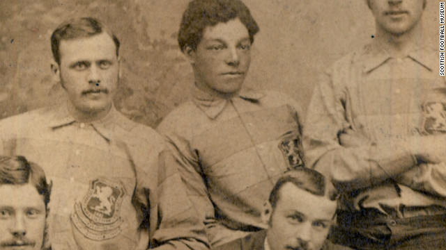 Andrew Watson pictured with his Scotland teammates in 1881. Watson made his international debut the same year, captaining Scotland to a 6-1 victory over England at London's Oval stadium. The defeat remains the heaviest England have suffered on home soil.