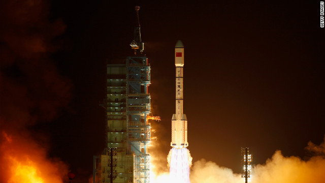 A Long March 2F rocket carrying China's first space laboratory module lifts off on September 29, 2011 in Jiuquan.