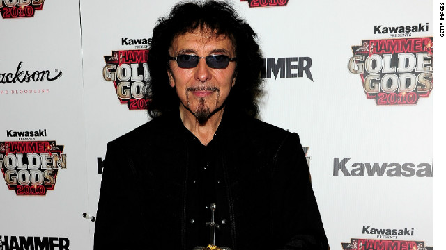 Tony Iommi poses with the best album award at The Metal Hammer Golden Gods Awards in 2010.