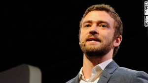 Justin Timberlake appears during a Panasonic press event to announce Myspace TV.