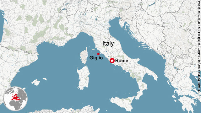 Where the Costa Concordia ran aground