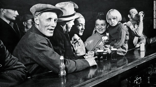 Photo by Margaret Bourke-White in a saloon near the Fort Peck Dam Project in 1936.