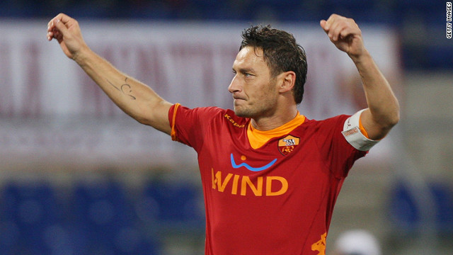 Francesco Totti has now scored 211 goals for Roma in a career spanning two decades