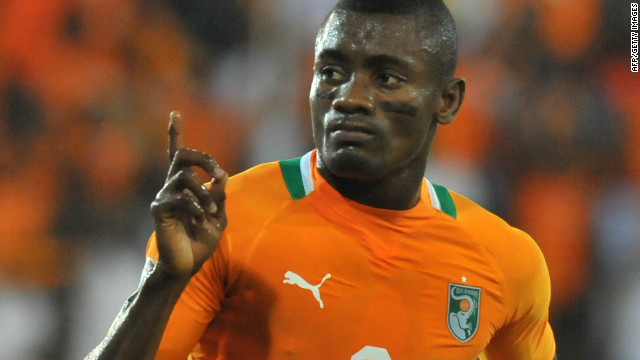 Salomon Kalou celebrates his goal for Ivory Coast against Burkina Faso in the Africa Cup of Nations.