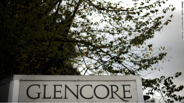 The logo of Swiss commodities giant Glencore is seen at its headquarters on October 12, 2011 in Baar near Zug