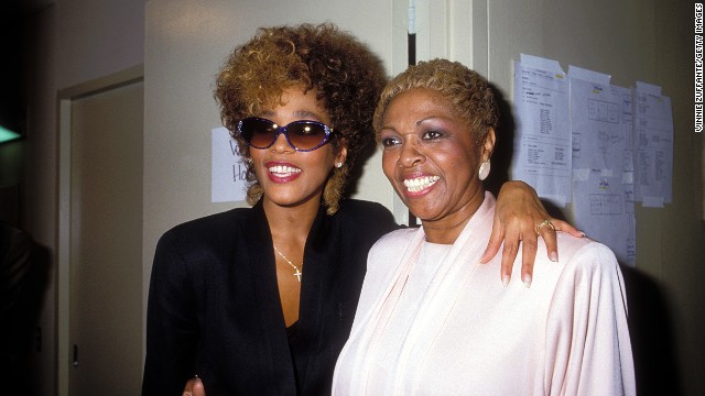 <br/> Houston poses with her mother, Cissy Houston, in March 1987.