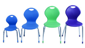 These chairs from Academia Furniture Industries show the range of sizes from 12 to 19 inches.