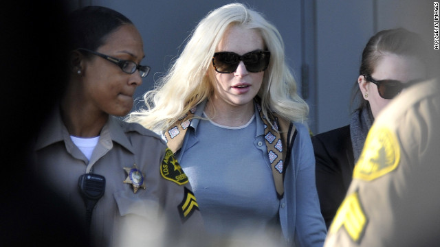 Lindsay Lohan leaves a progress report hearing at Venice Airport Branch Courthouse in Los Angeles in January. 