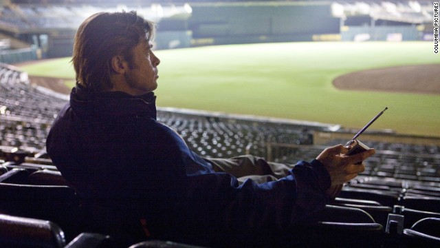 <br/>Brad Pitt plays Oakland A's General Manager Billy Beane in "Moneyball," a film based on the true story of Beane's creative use of computer-generated analysis to build a baseball team on a budget.