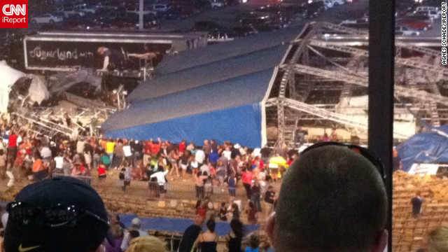 iReporter Agnes Schade captured this photo after wind caused a stage to collapse at the Indiana State Fair in August 2011.