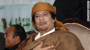 Moammar Gadhafi in February 2011 shortly after he said his people still loved him. 