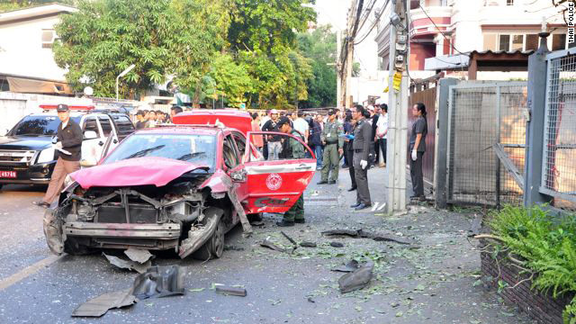 The bombing crime scene in Bangkok on February 22. 