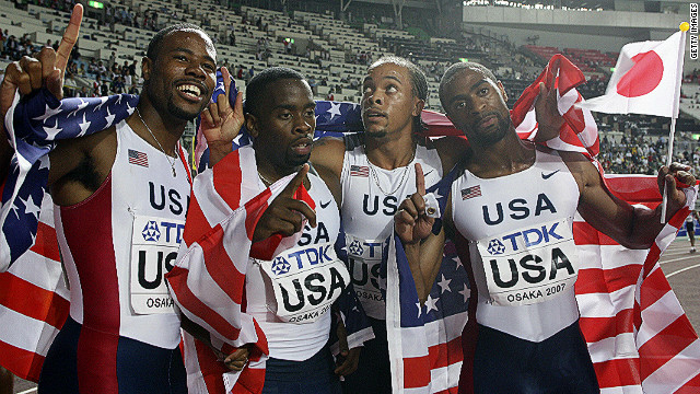 Gay also won gold as part of the U.S. 4x100m relay team.