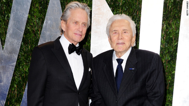 <br/>Michael Douglas, left, attended the Oscars with his father, actor Kirk Douglas.