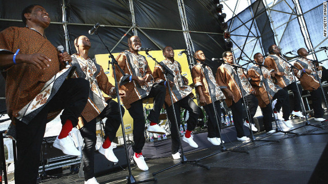 <br/>Ladysmith Black Mambazo perform at the MTN Onkweni Royal festival in Ulundi, some 300 kilometers north of Durban on December 27, 2008.