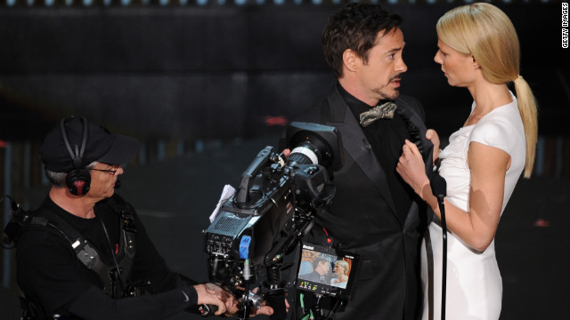 <br/>Robert Downey Jr. and his film crew joined Gwyneth Paltrow on stage to present the award for best documentary feature. Downey said he was starring in a documentary film called "The Presenter." He explained, "Plural titles are out this year" -- sorry, Gwyneth. "Undefeated," a film with a singular title, won the award.