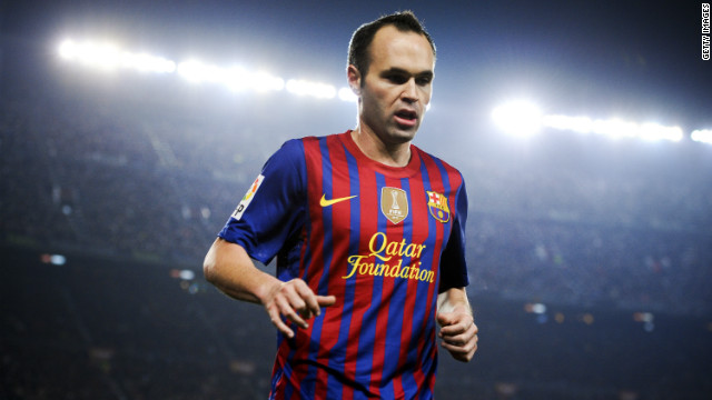 Barcelona's midfield star Andres Iniesta wears a shirt bearing the name of sponsor the Qatar Foundation. Spain's European champions had, until late 2010, never allowed such kit endorsement. 