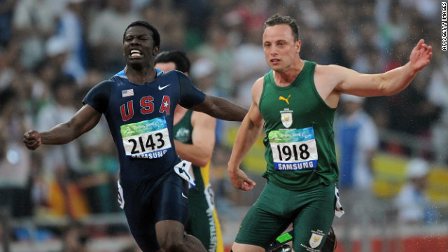 Pistorius held off Jerome Singleton of the United States to win gold over 100m in the T44 class at the 2008 Beijing Paralympics. He also won the 200 and 400m events in the Chinese capital.