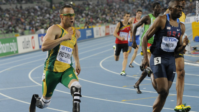 Pistorius competed in the semifinals of the able-bodied men's 400m at the 2011 World Championships in Daegu in South Korea. 