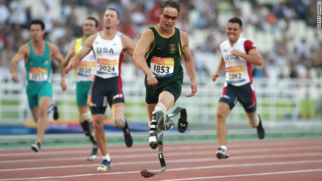 Pistorius claimed gold for the first time at the 2004 Athens Paralympics in the final of the men's 200m, setting a new world record.