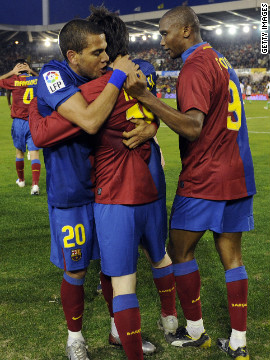 In February 2009, Messi came off the bench to score twice as Barca rallied from behind to beat Racing Santander 2-1. His second goal was Barca's 5000th in league competition.