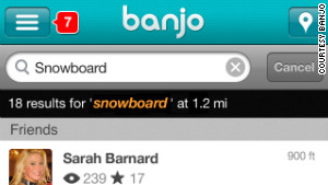 Banjo lets you see tweets and other social-media posts from people who are near you.