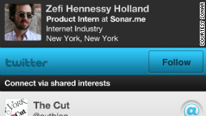 Sonar lets you know when nearby people on Twitter or Facebook share your interests.