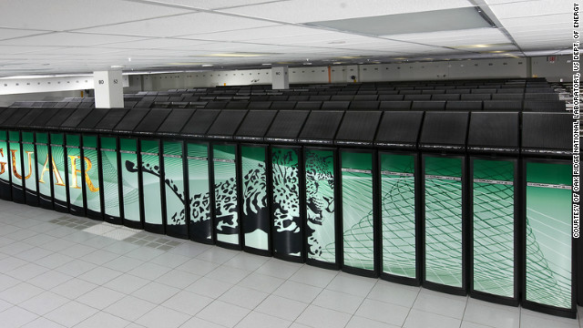 The Cray Jaguar supercomputer can perform more than a million billion operations per second. It takes up more than 5,000 square feet at Oak Ridge National Laboratory in the United States. In 2009 it became the fastest computer in the world.