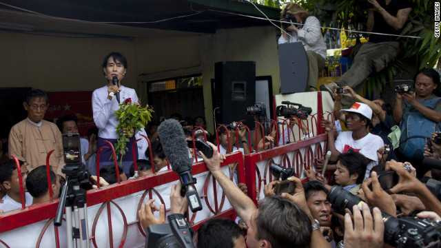 The Aung San Suu Kyi-led opposition victory in recent elections has encouraged the United States.