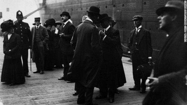 Survivors of the Titanic sinking arrive May 11, 1912, at the Liverpool docks.