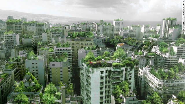 Beirut has a chronic lack of green space. In search of a solution, Lebanese architect Wassim Melki has proposed covering the city's rooftops with trees. This computer generated image shows what Beirut's skyline would look like.