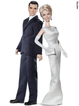 Brad Allen (Rock Hudson) and Jan Morrow's (Doris Day) "Pillow Talk" Barbies are dressed to the nines.