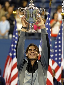 The tennis stars' first grand slam final battle came at the 2010 U.S. Open. Nadal took the title 6-4 5-7 6-4 6-2.