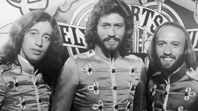 Robin, Barry and Maurice do a promotional shot for director Michael Schultz&squot;s Beatles tribute film, "Sgt. Pepper&squot;s Lonely Hearts Club Band," in 1977.