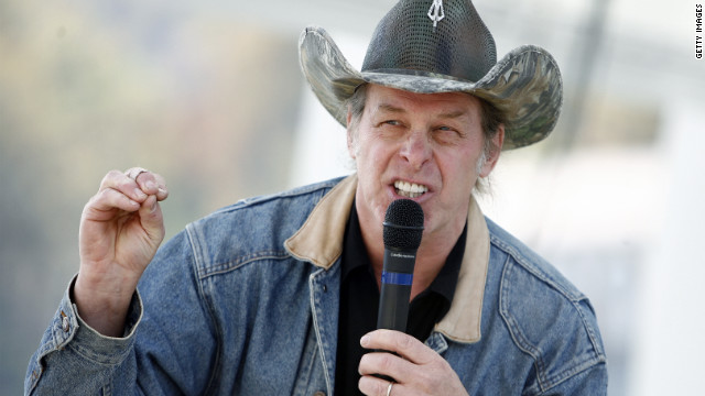  Musician Ted Nugent speaks at a rally in Charleston, West Virginia. 